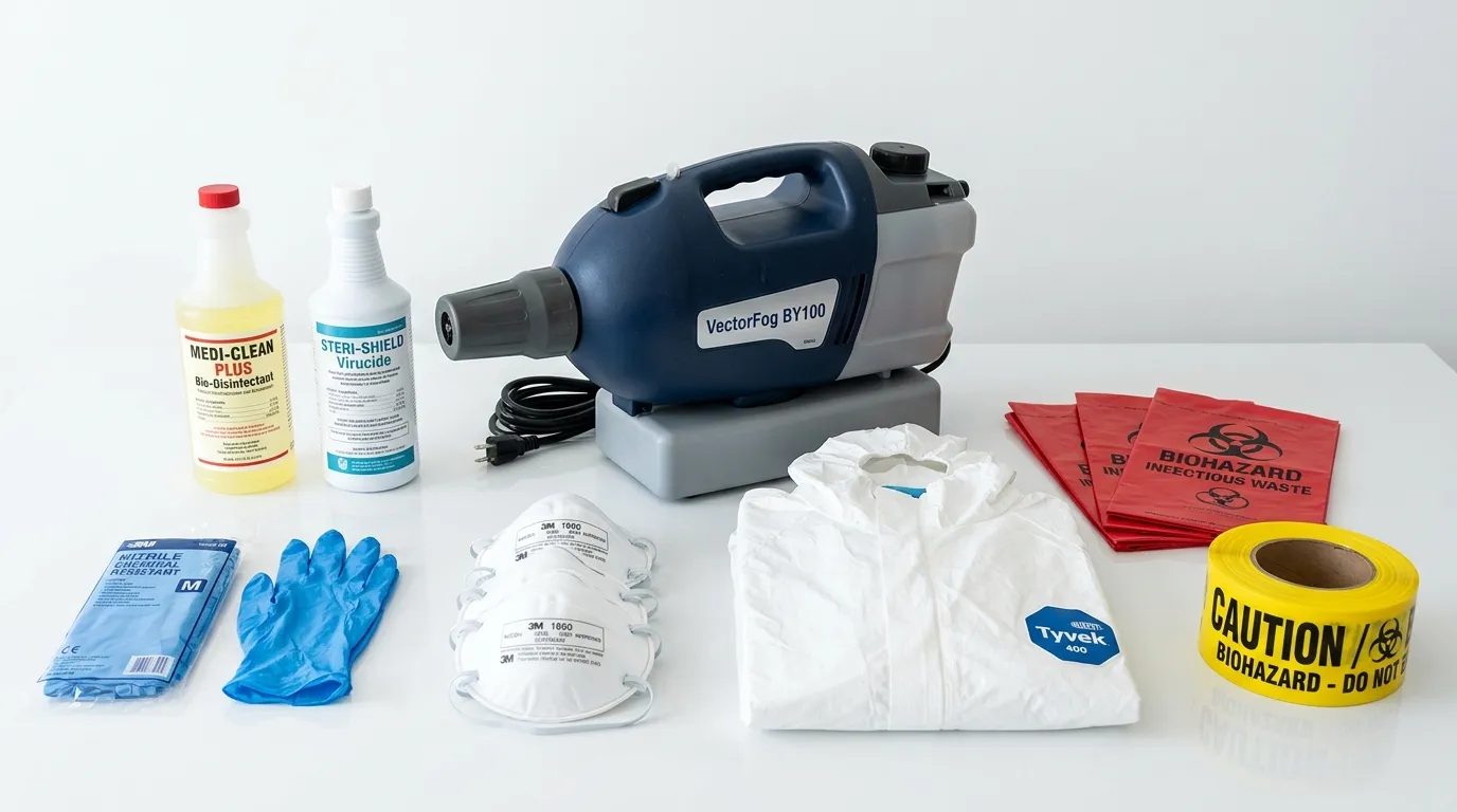 Professional biohazard remediation crew working in Holiday